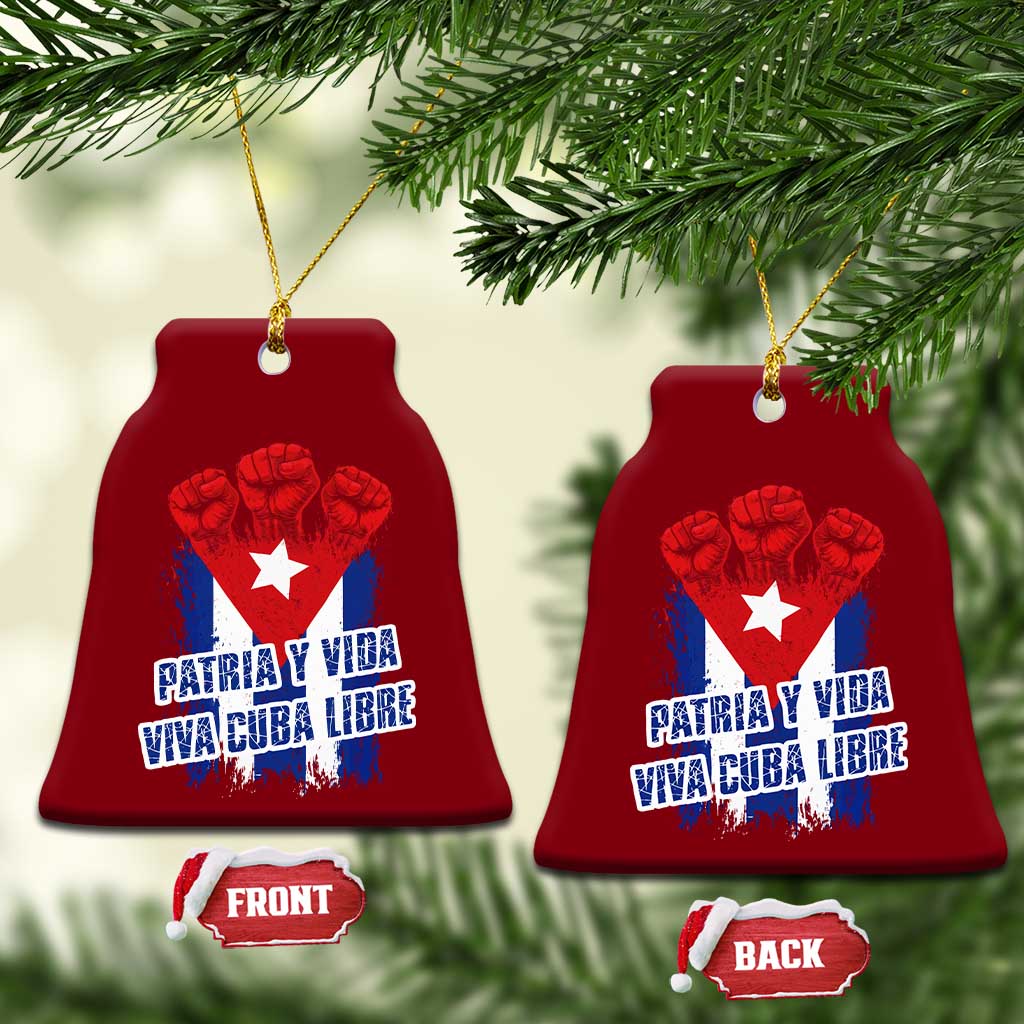 Patria y Vida Cuba Libre Ceramic Ornament Cuba Flag Fist Freedom Movement TS11 Print Your Wear
