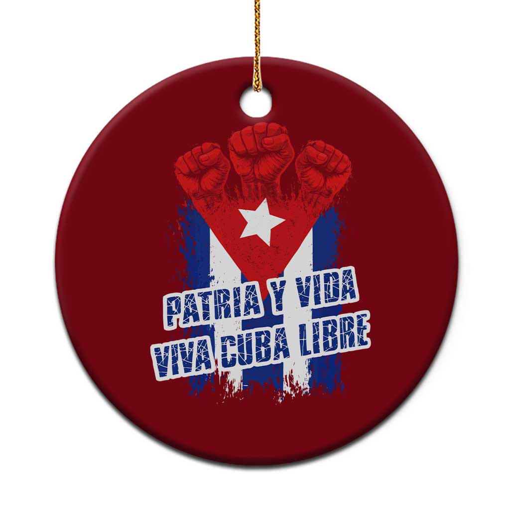 Patria y Vida Cuba Libre Ceramic Ornament Cuba Flag Fist Freedom Movement TS11 1pc Red Print Your Wear