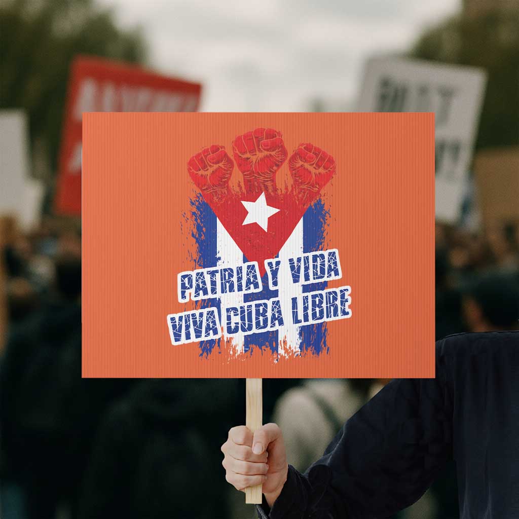 Patria y Vida Cuba Libre Protest Sign Cuba Flag Fist Freedom Movement TS11 Horizontal 18
