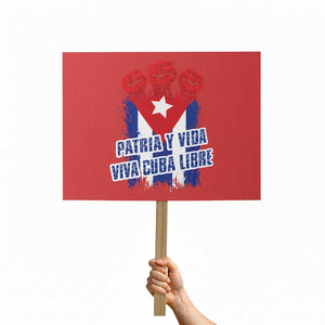 Patria y Vida Cuba Libre Protest Sign Cuba Flag Fist Freedom Movement TS11 Horizontal 18" × 24" Red Print Your Wear
