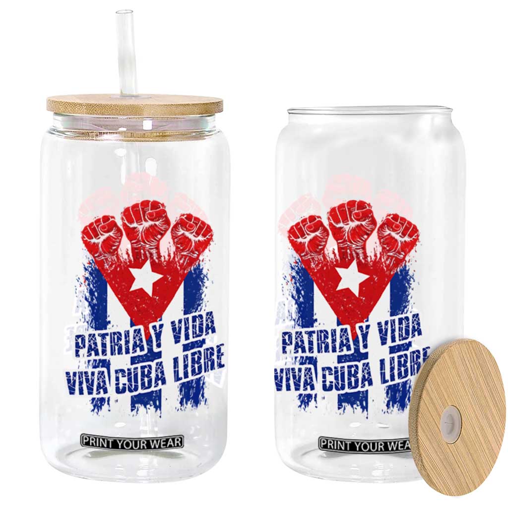 Patria y Vida Cuba Libre Glass Can Cuba Flag Fist Freedom Movement TS11 Print Your Wear