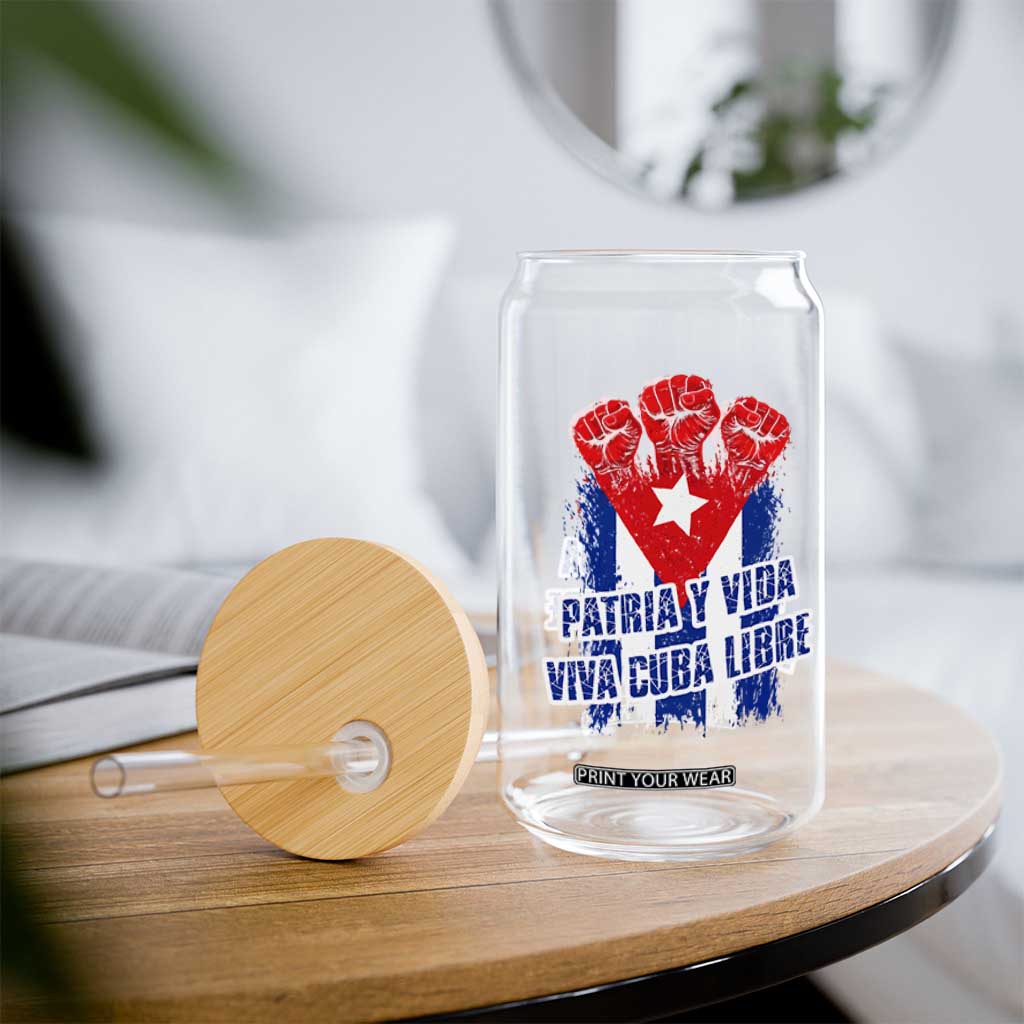 Patria y Vida Cuba Libre Glass Can Cuba Flag Fist Freedom Movement TS11 Print Your Wear