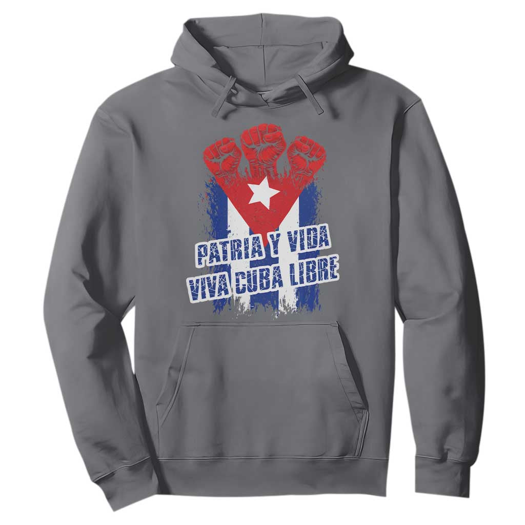 Patria y Vida Cuba Libre Hoodie Cuba Flag Fist Freedom Movement TS11 Charcoal Print Your Wear