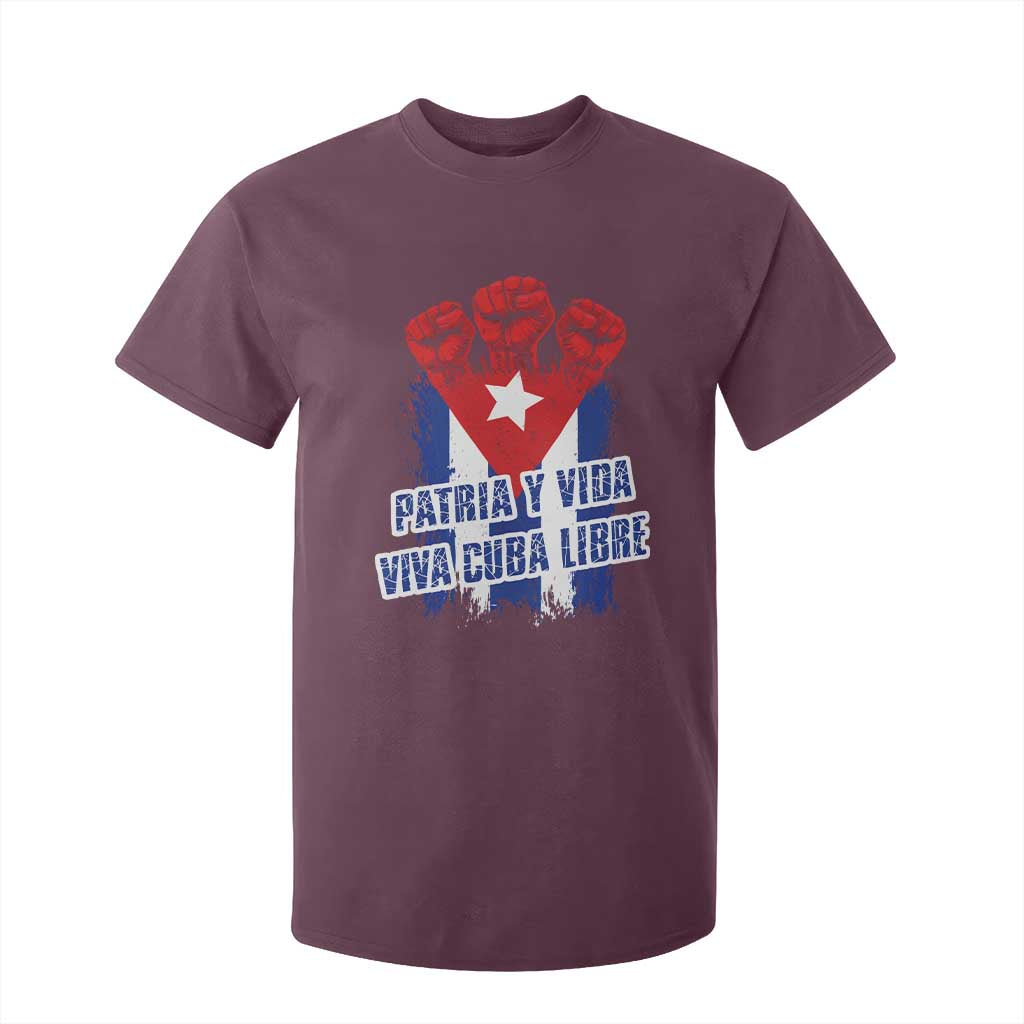 Patria y Vida Cuba Libre T Shirt For Kid Cuba Flag Fist Freedom Movement TS11 Maroon Print Your Wear