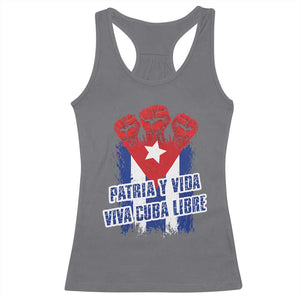 Patria y Vida Cuba Libre Racerback Tank Top Cuba Flag Fist Freedom Movement TS11 Charcoal Print Your Wear