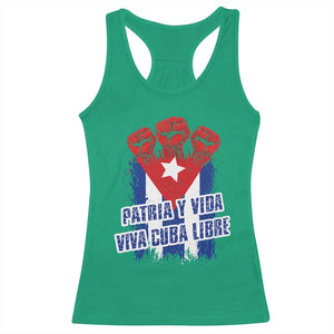 Patria y Vida Cuba Libre Racerback Tank Top Cuba Flag Fist Freedom Movement TS11 Irish Green Print Your Wear