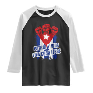 Patria y Vida Cuba Libre Raglan Shirt Cuba Flag Fist Freedom Movement TS11 Black White Print Your Wear