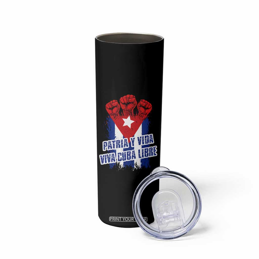Patria y Vida Cuba Libre Skinny Tumbler Cuba Flag Fist Freedom Movement TS11 Print Your Wear
