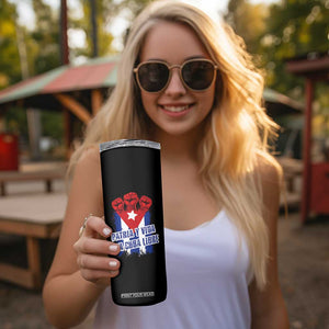 Patria y Vida Cuba Libre Skinny Tumbler Cuba Flag Fist Freedom Movement TS11 Print Your Wear