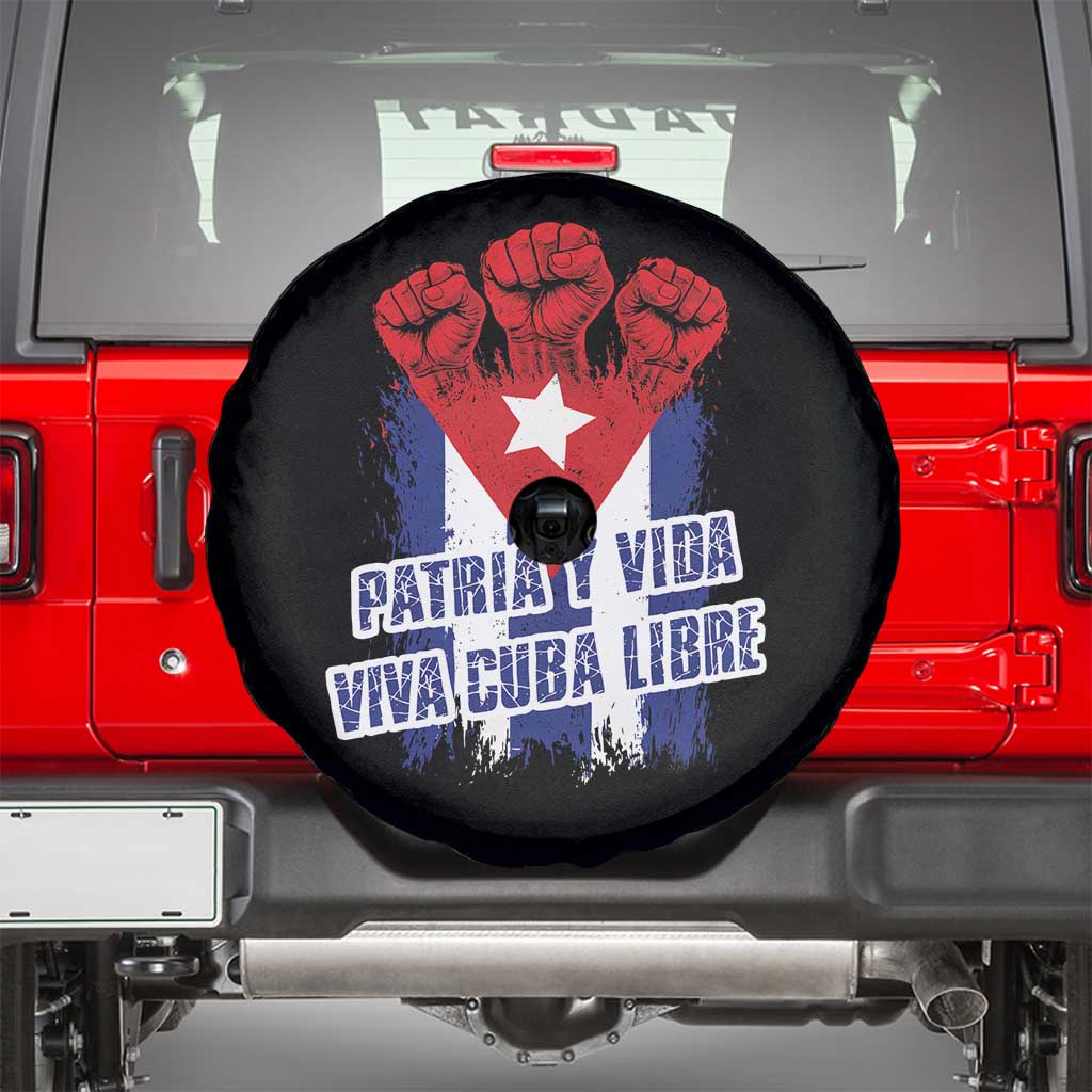 Patria y Vida Cuba Libre Spare Tire Cover Cuba Flag Fist Freedom Movement TS11 Black Print Your Wear