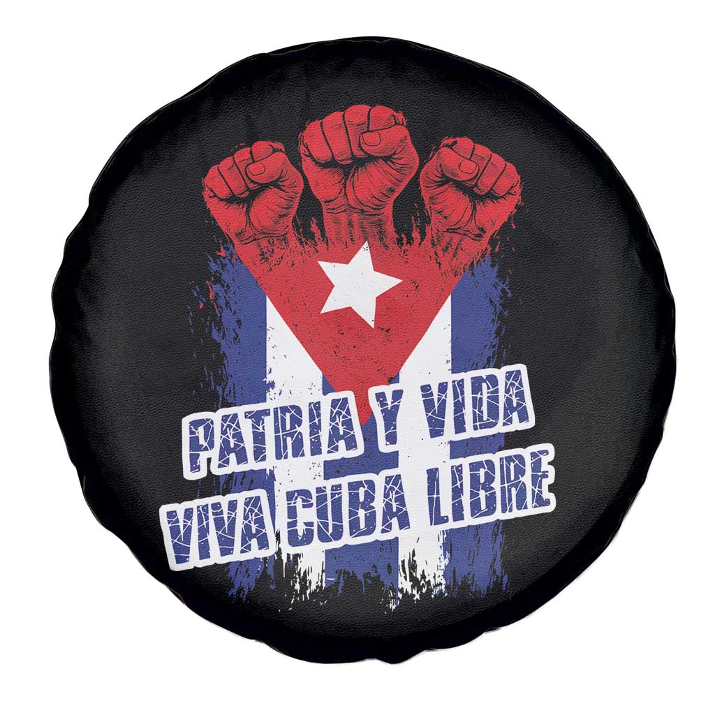 Patria y Vida Cuba Libre Spare Tire Cover Cuba Flag Fist Freedom Movement TS11 Print Your Wear