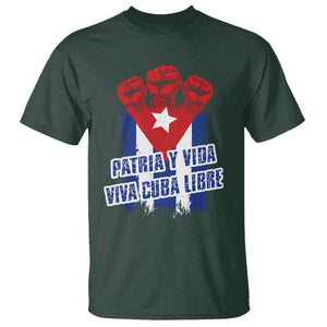 Patria y Vida Cuba Libre T Shirt Cuba Flag Fist Freedom Movement TS11 Dark Forest Green Print Your Wear