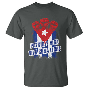 Patria y Vida Cuba Libre T Shirt Cuba Flag Fist Freedom Movement TS11 Dark Heather Print Your Wear
