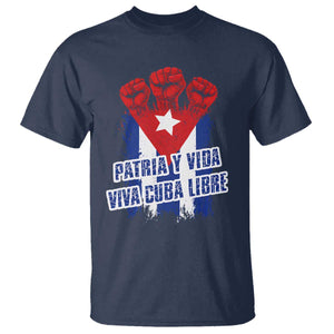 Patria y Vida Cuba Libre T Shirt Cuba Flag Fist Freedom Movement TS11 Navy Print Your Wear