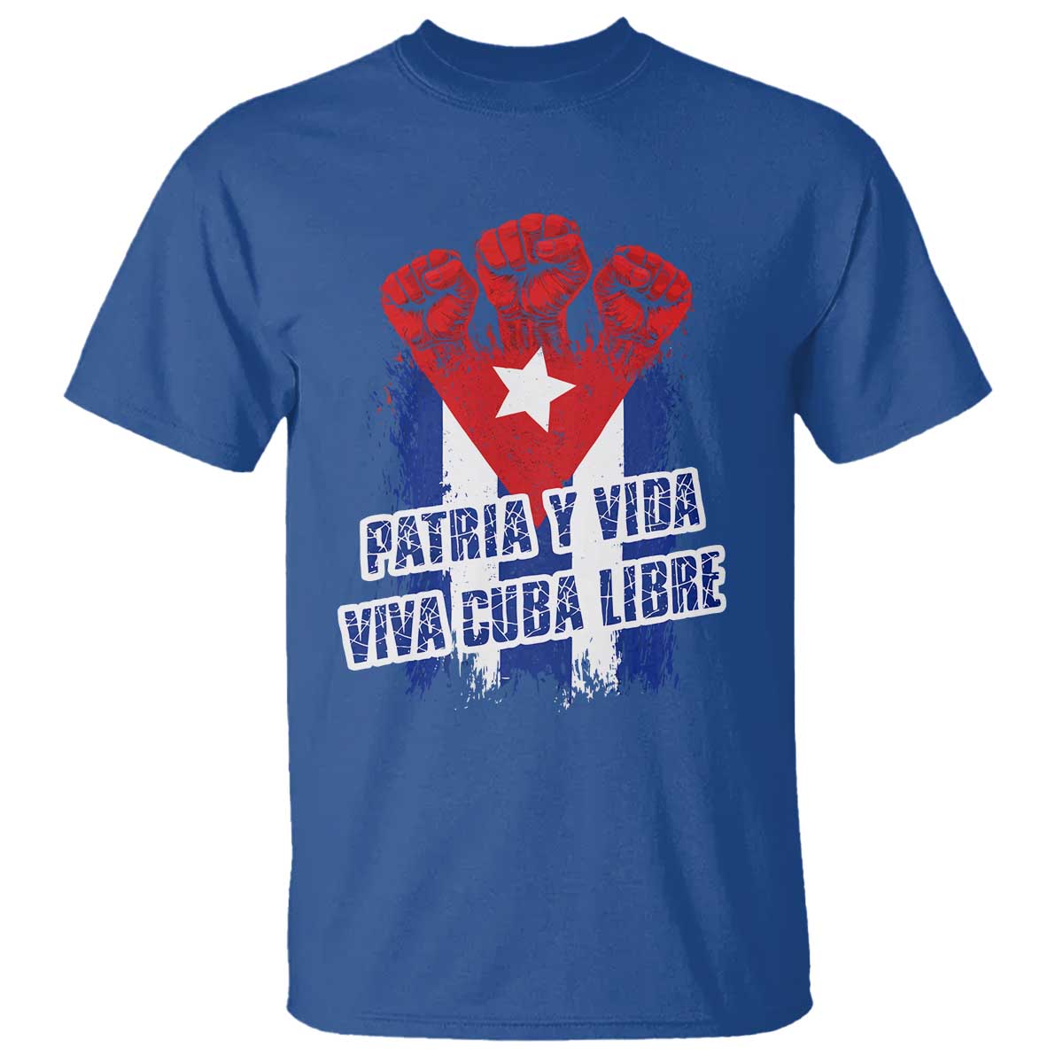 Patria y Vida Cuba Libre T Shirt Cuba Flag Fist Freedom Movement TS11 Royal Blue Print Your Wear