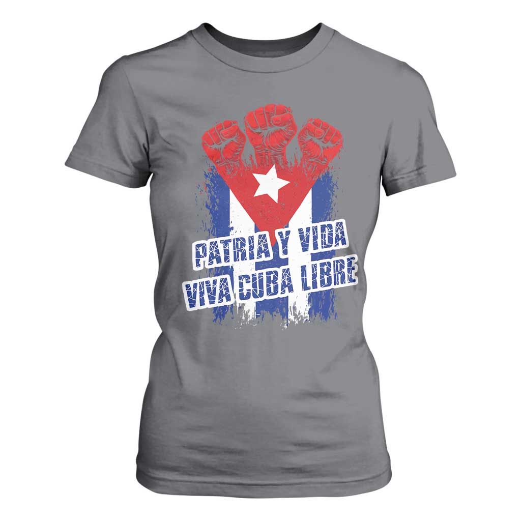 Patria y Vida Cuba Libre T Shirt For Women Cuba Flag Fist Freedom Movement TS11 Charcoal Print Your Wear