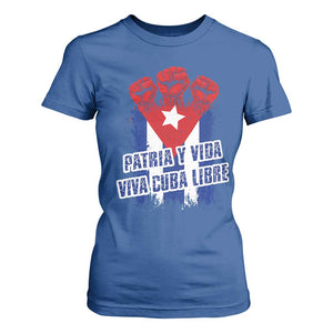 Patria y Vida Cuba Libre T Shirt For Women Cuba Flag Fist Freedom Movement TS11 Royal Blue Print Your Wear