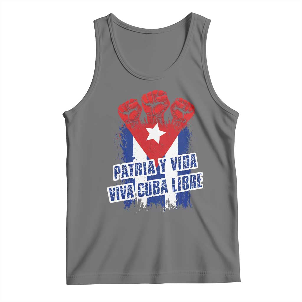 Patria y Vida Cuba Libre Tank Top Cuba Flag Fist Freedom Movement TS11 Black Heather Print Your Wear