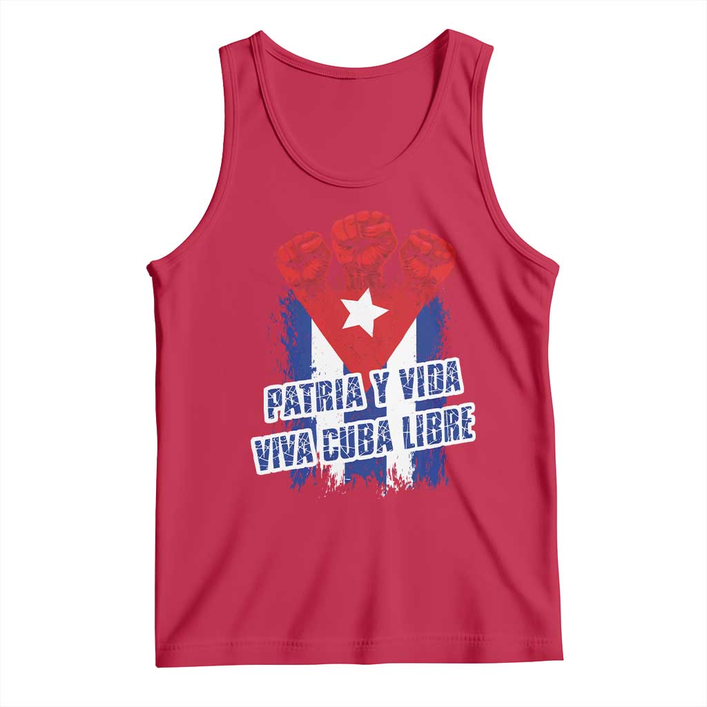Patria y Vida Cuba Libre Tank Top Cuba Flag Fist Freedom Movement TS11 Red Print Your Wear