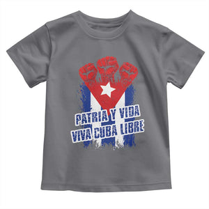 Patria y Vida Cuba Libre Toddler T Shirt Cuba Flag Fist Freedom Movement TS11 Charcoal Print Your Wear