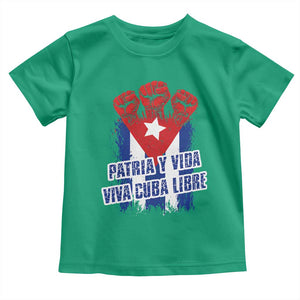 Patria y Vida Cuba Libre Toddler T Shirt Cuba Flag Fist Freedom Movement TS11 Irish Green Print Your Wear