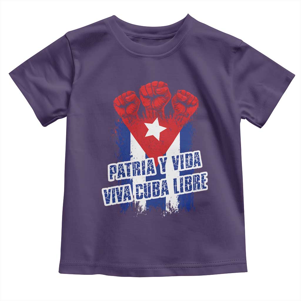 Patria y Vida Cuba Libre Toddler T Shirt Cuba Flag Fist Freedom Movement TS11 Purple Print Your Wear