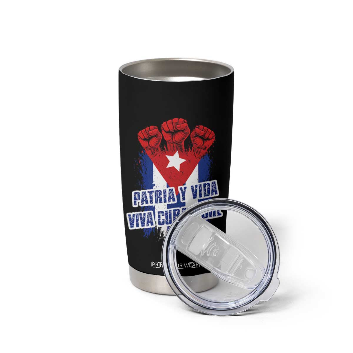 Patria y Vida Cuba Libre Tumbler Cup Cuba Flag Fist Freedom Movement TS11 Print Your Wear