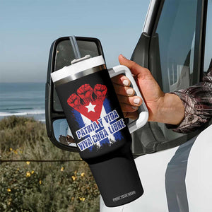 Patria y Vida Cuba Libre Tumbler With Handle Cuba Flag Fist Freedom Movement TS11 Print Your Wear
