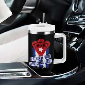 Patria y Vida Cuba Libre Tumbler With Handle Cuba Flag Fist Freedom Movement TS11 Print Your Wear