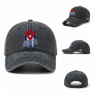 Patria y Vida Cuba Libre Washed Cotton Baseball Cap Cuba Flag Fist Freedom Movement TS11 Washed Cap Universal Fit Dark Gray Print Your Wear