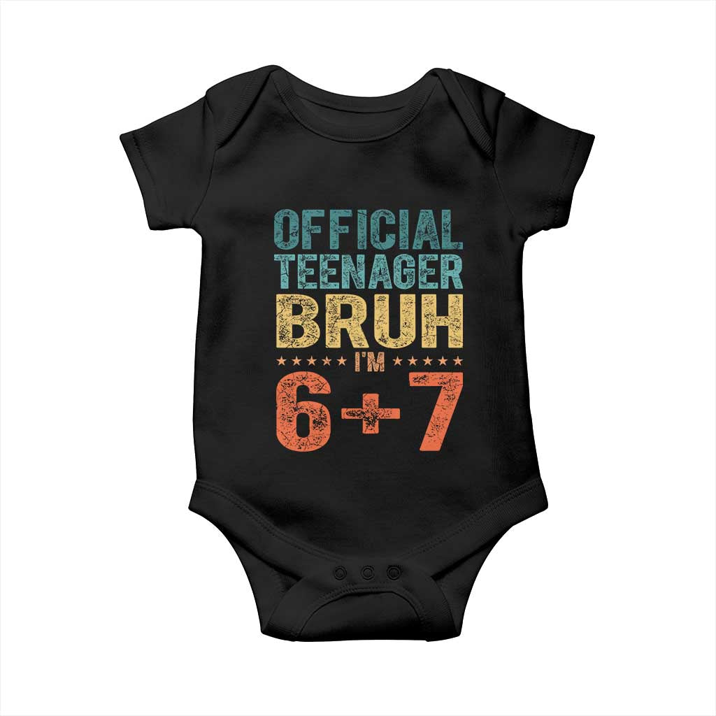 13th Birthday 67 Meme Baby Onesie Official Teenager Bruh I Am Six Seven Retro 13 Years Old TS11 Black Print Your Wear