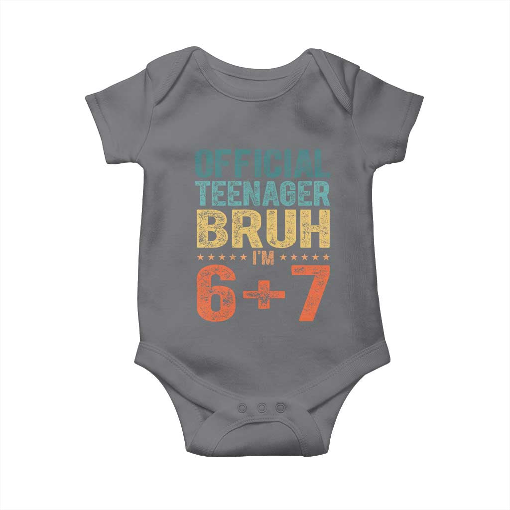 13th Birthday 67 Meme Baby Onesie Official Teenager Bruh I Am Six Seven Retro 13 Years Old TS11 Charcoal Print Your Wear