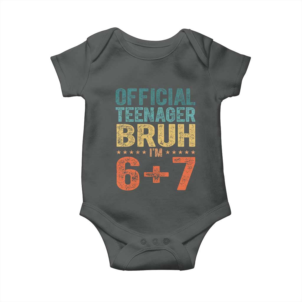 13th Birthday 67 Meme Baby Onesie Official Teenager Bruh I Am Six Seven Retro 13 Years Old TS11 Dark Heather Print Your Wear