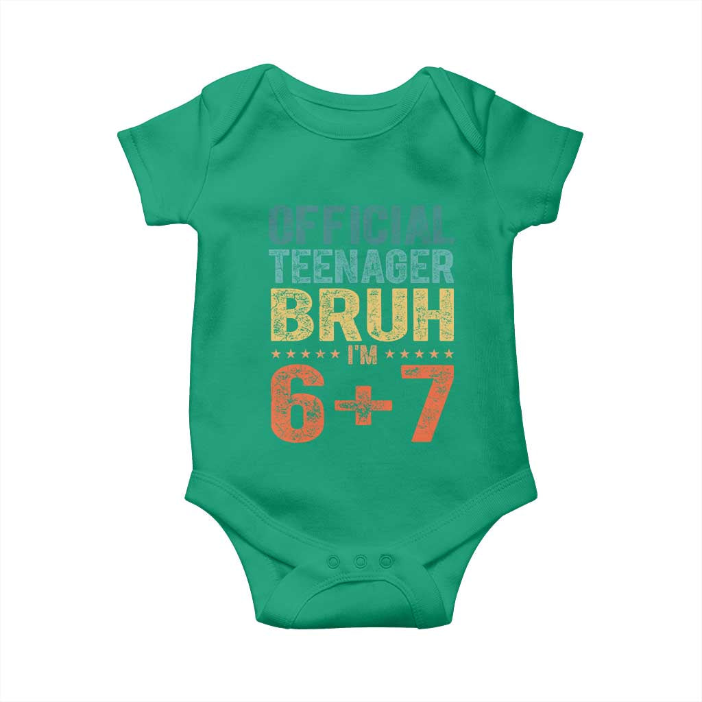 13th Birthday 67 Meme Baby Onesie Official Teenager Bruh I Am Six Seven Retro 13 Years Old TS11 Irish Green Print Your Wear