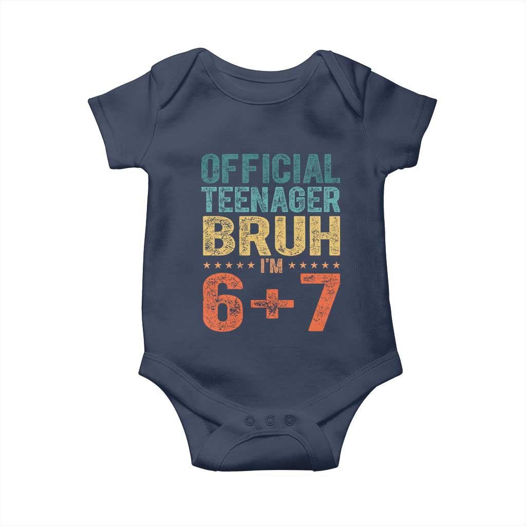 13th Birthday 67 Meme Baby Onesie Official Teenager Bruh I Am Six Seven Retro 13 Years Old TS11 Navy Print Your Wear