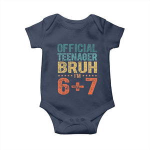 13th Birthday 67 Meme Baby Onesie Official Teenager Bruh I Am Six Seven Retro 13 Years Old TS11 Navy Print Your Wear