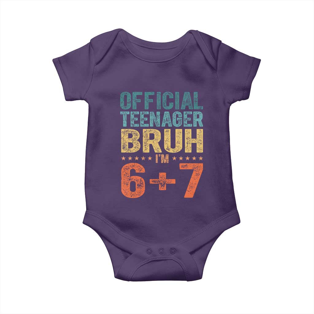 13th Birthday 67 Meme Baby Onesie Official Teenager Bruh I Am Six Seven Retro 13 Years Old TS11 Purple Print Your Wear