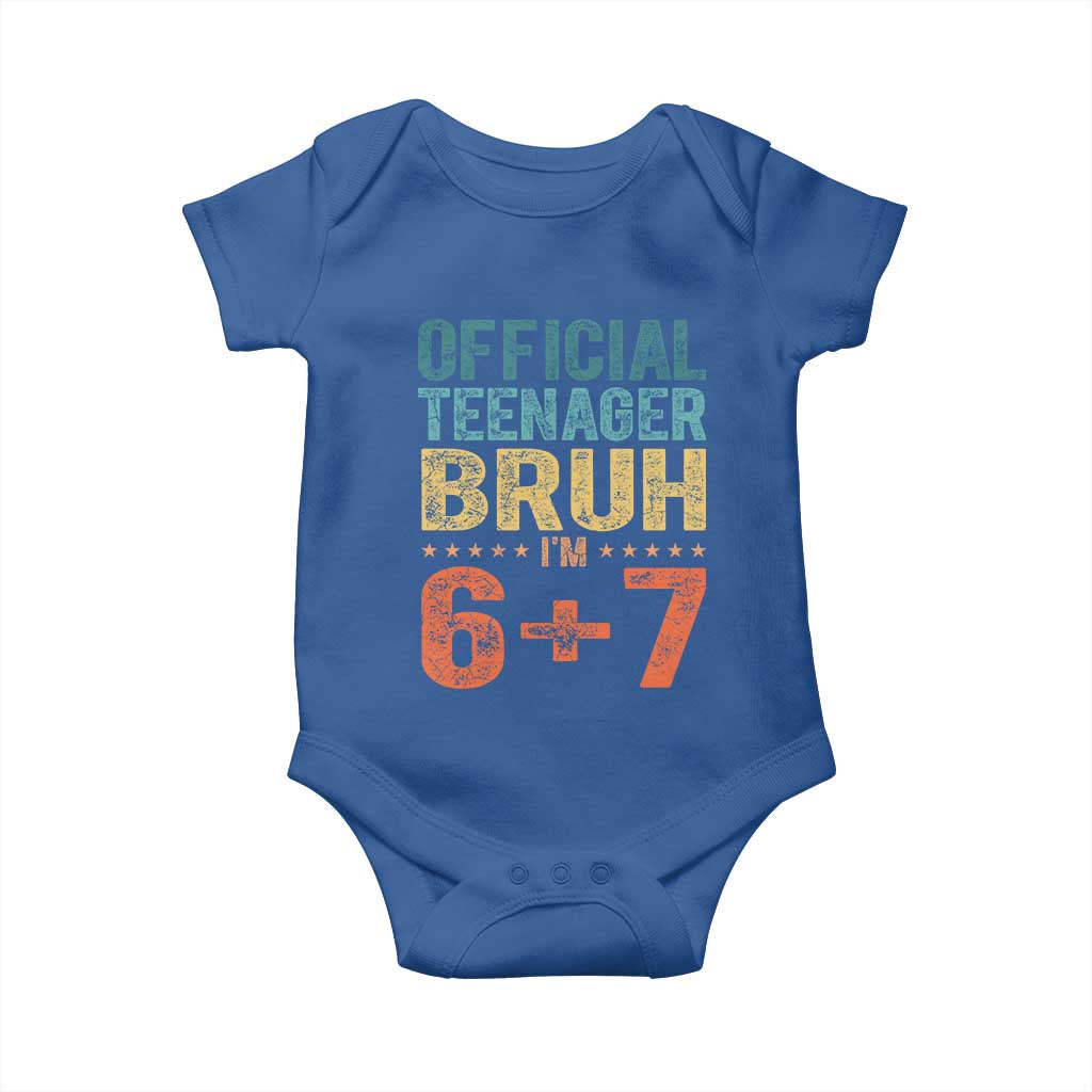 13th Birthday 67 Meme Baby Onesie Official Teenager Bruh I Am Six Seven Retro 13 Years Old TS11 Royal Blue Print Your Wear