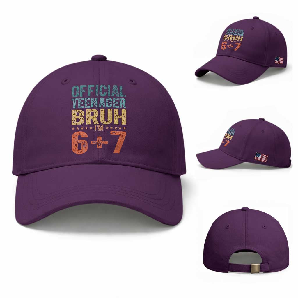 13th Birthday 67 Meme Baseball Cap Official Teenager Bruh I Am Six Seven Retro 13 Years Old TS11 Baseball Cap Universal Fit Purple Print Your Wear