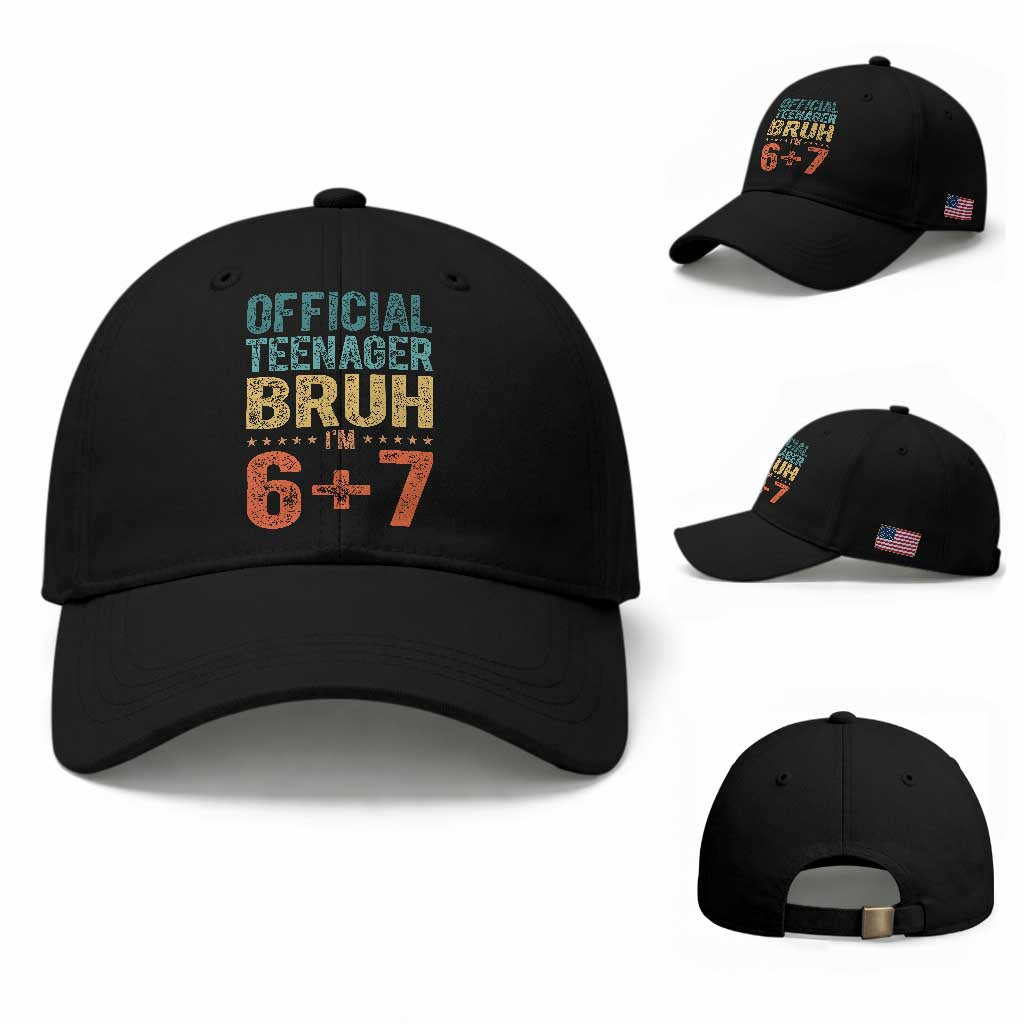 13th Birthday 67 Meme Baseball Cap Official Teenager Bruh I Am Six Seven Retro 13 Years Old TS11 Baseball Cap Universal Fit Black Print Your Wear