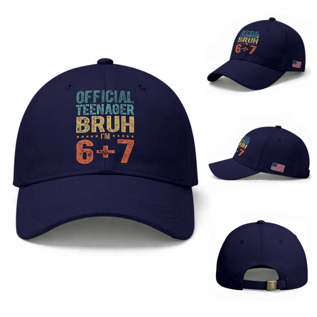 13th Birthday 67 Meme Baseball Cap Official Teenager Bruh I Am Six Seven Retro 13 Years Old TS11 Baseball Cap Universal Fit Dark Blue Print Your Wear