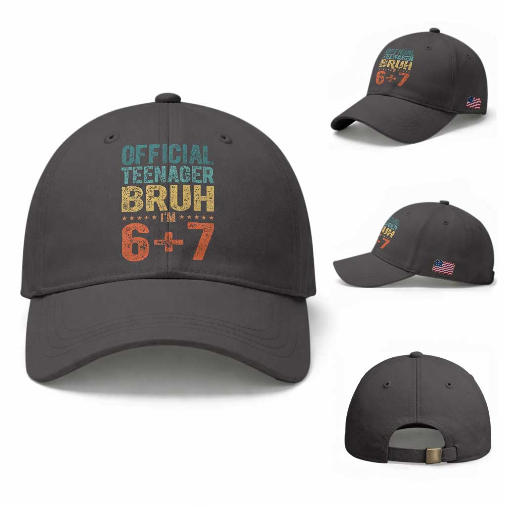 13th Birthday 67 Meme Baseball Cap Official Teenager Bruh I Am Six Seven Retro 13 Years Old TS11 Baseball Cap Universal Fit Dark Gray Print Your Wear