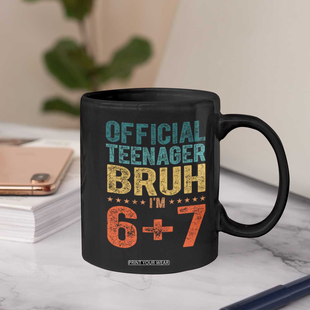 13th Birthday 67 Meme Coffee Mug Official Teenager Bruh I Am Six Seven Retro 13 Years Old TS11 Print Your Wear
