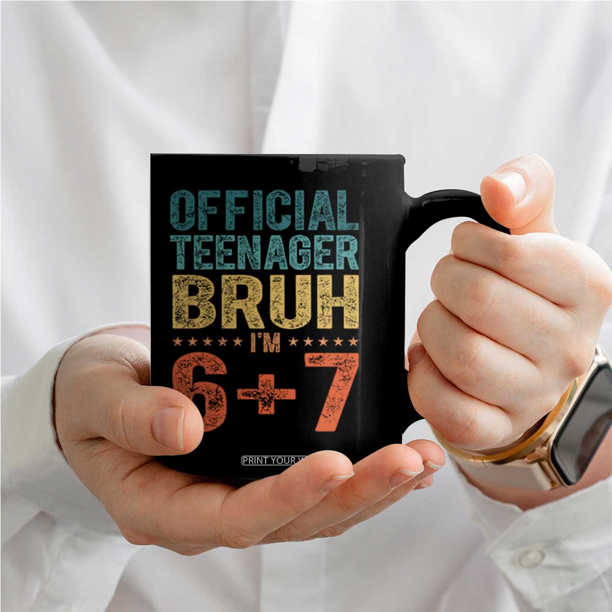 13th Birthday 67 Meme Coffee Mug Official Teenager Bruh I Am Six Seven Retro 13 Years Old TS11 Print Your Wear