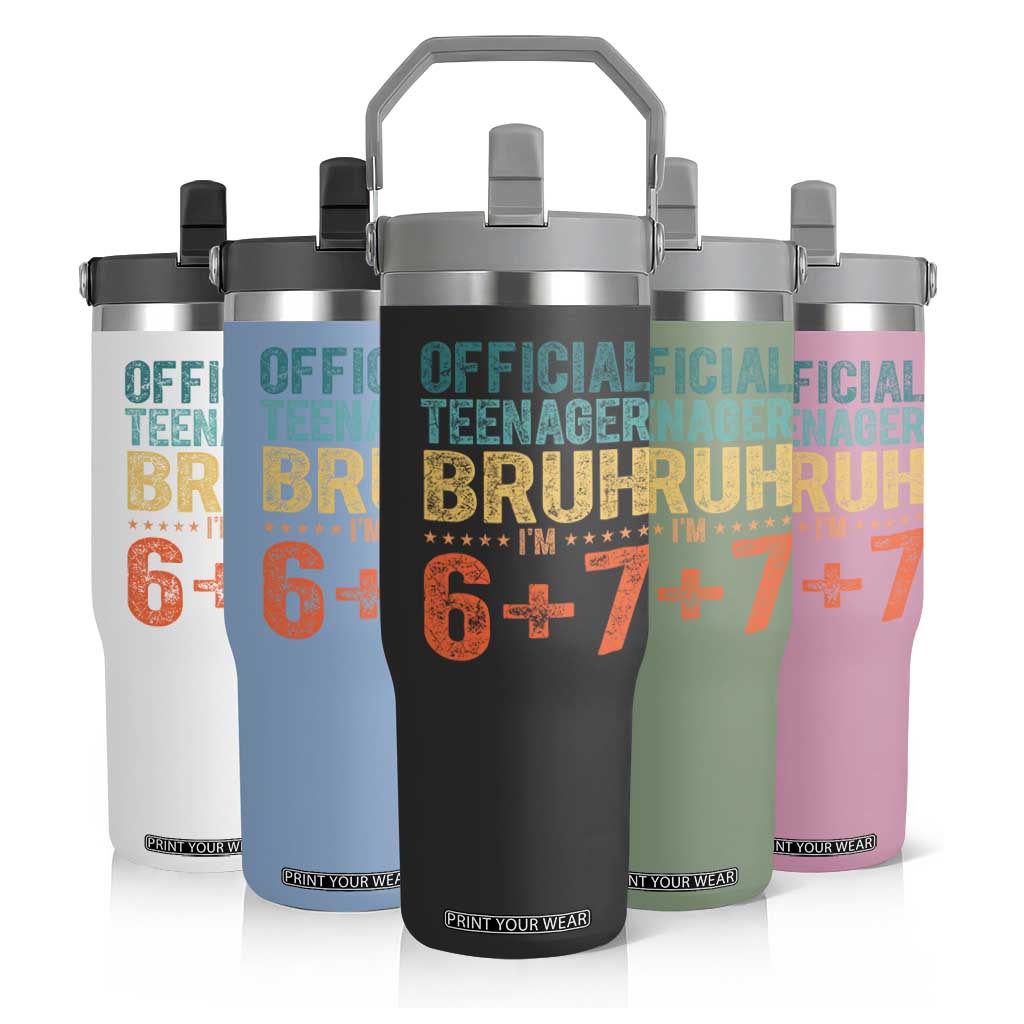 13th Birthday 67 Meme Flip Straw Tumbler Official Teenager Bruh I Am Six Seven Retro 13 Years Old TS11 Print Your Wear