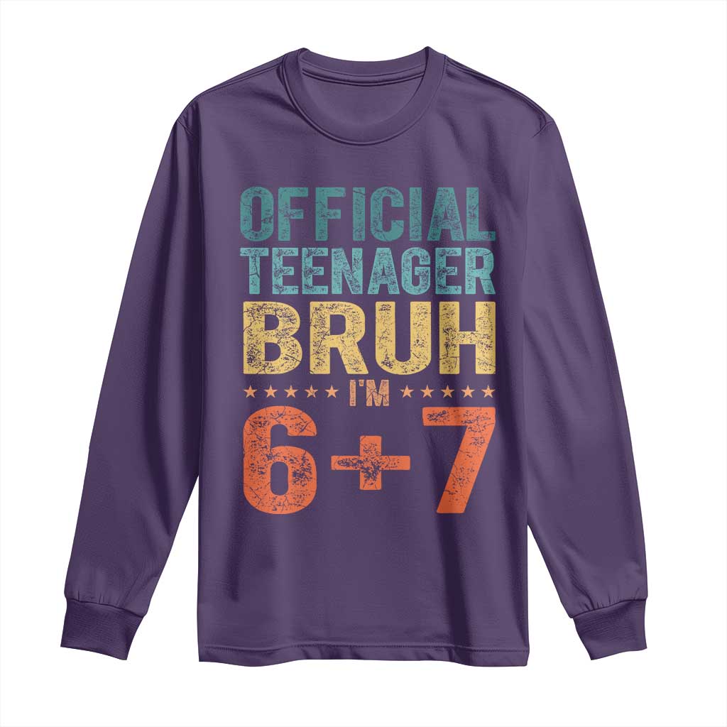 13th Birthday 67 Meme Long Sleeve Shirt Official Teenager Bruh I Am Six Seven Retro 13 Years Old TS11 Purple Print Your Wear
