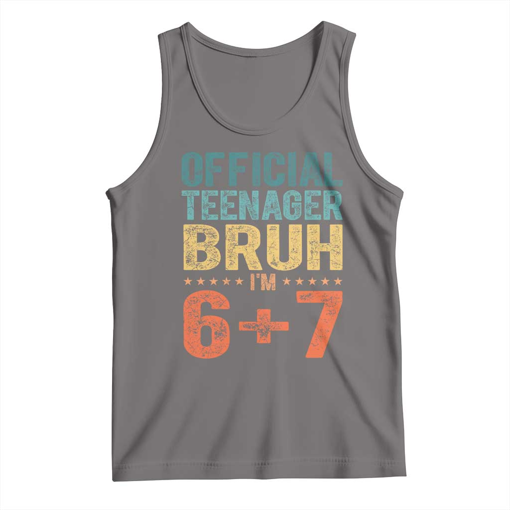 13th Birthday 67 Meme Tank Top Official Teenager Bruh I Am Six Seven Retro 13 Years Old TS11 Deep Heather Print Your Wear