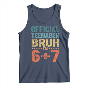 13th Birthday 67 Meme Tank Top Official Teenager Bruh I Am Six Seven Retro 13 Years Old TS11 Navy Print Your Wear