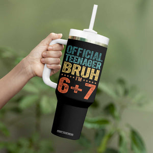 13th Birthday 67 Meme Tumbler With Handle Official Teenager Bruh I Am Six Seven Retro 13 Years Old TS11 Print Your Wear