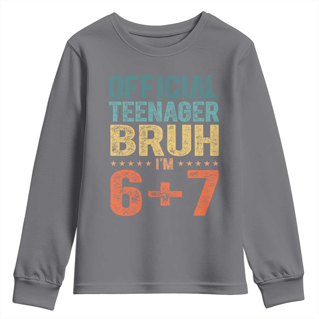 13th Birthday 67 Meme Youth Sweatshirt Official Teenager Bruh I Am Six Seven Retro 13 Years Old TS11 Charcoal Print Your Wear
